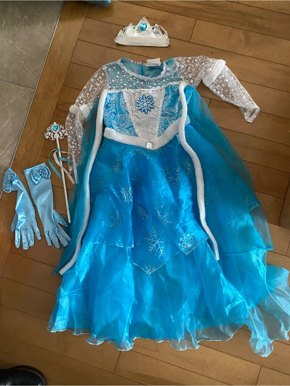 Frozen Disney Halloween Costume Dress in Bright Blue with Accessories